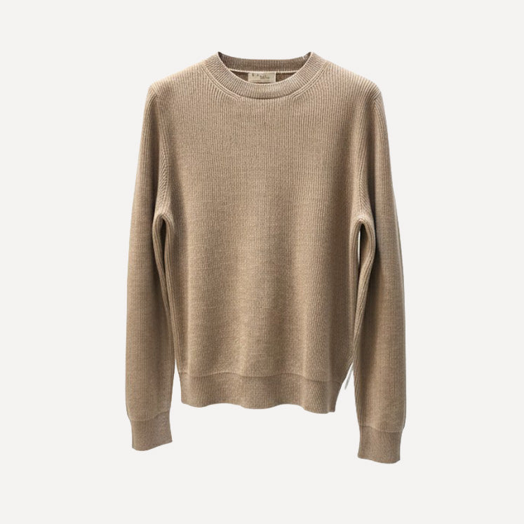 CREW NECK WOOL/CASHEMERE SWEATER - NOCCIOLA