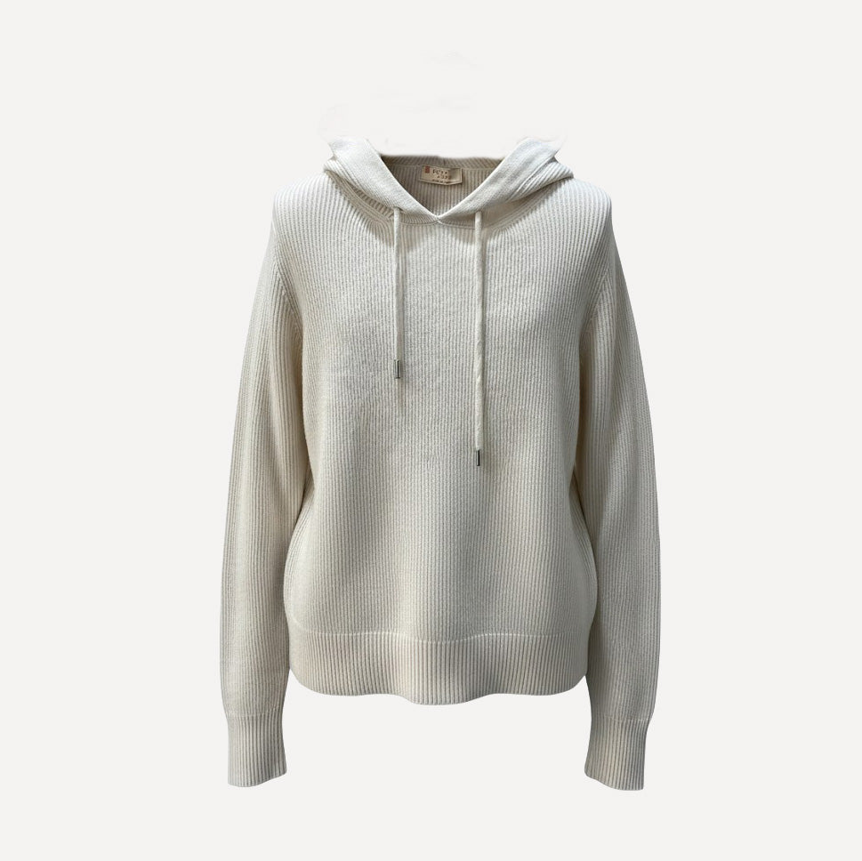 VIRGIN WOOL/CASHMERE HOODED SWEATSHIRT - BLANCO
