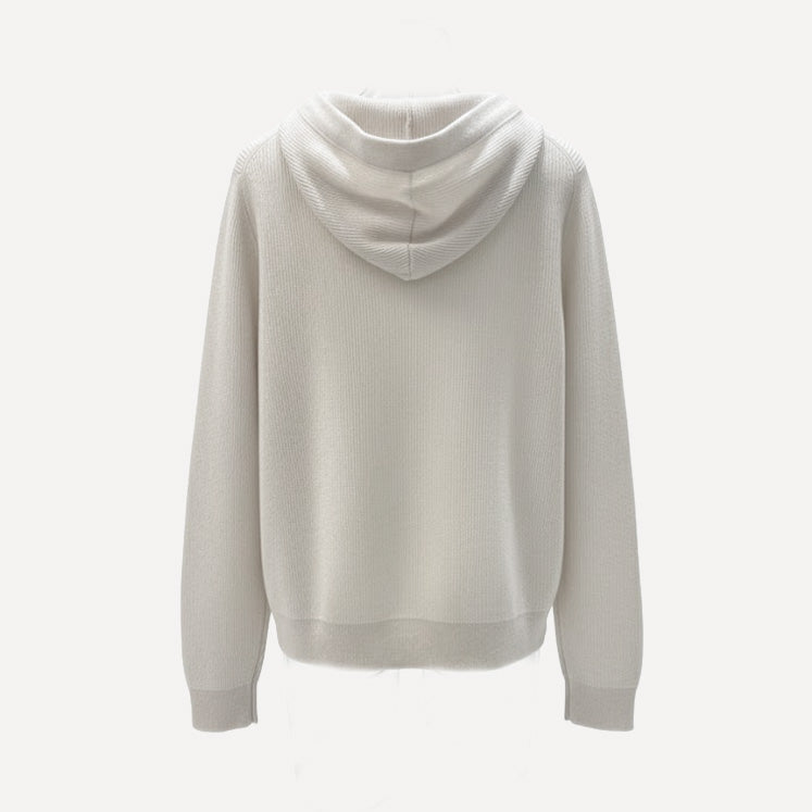 VIRGIN WOOL/CASHMERE HOODED SWEATSHIRT - BLANCO