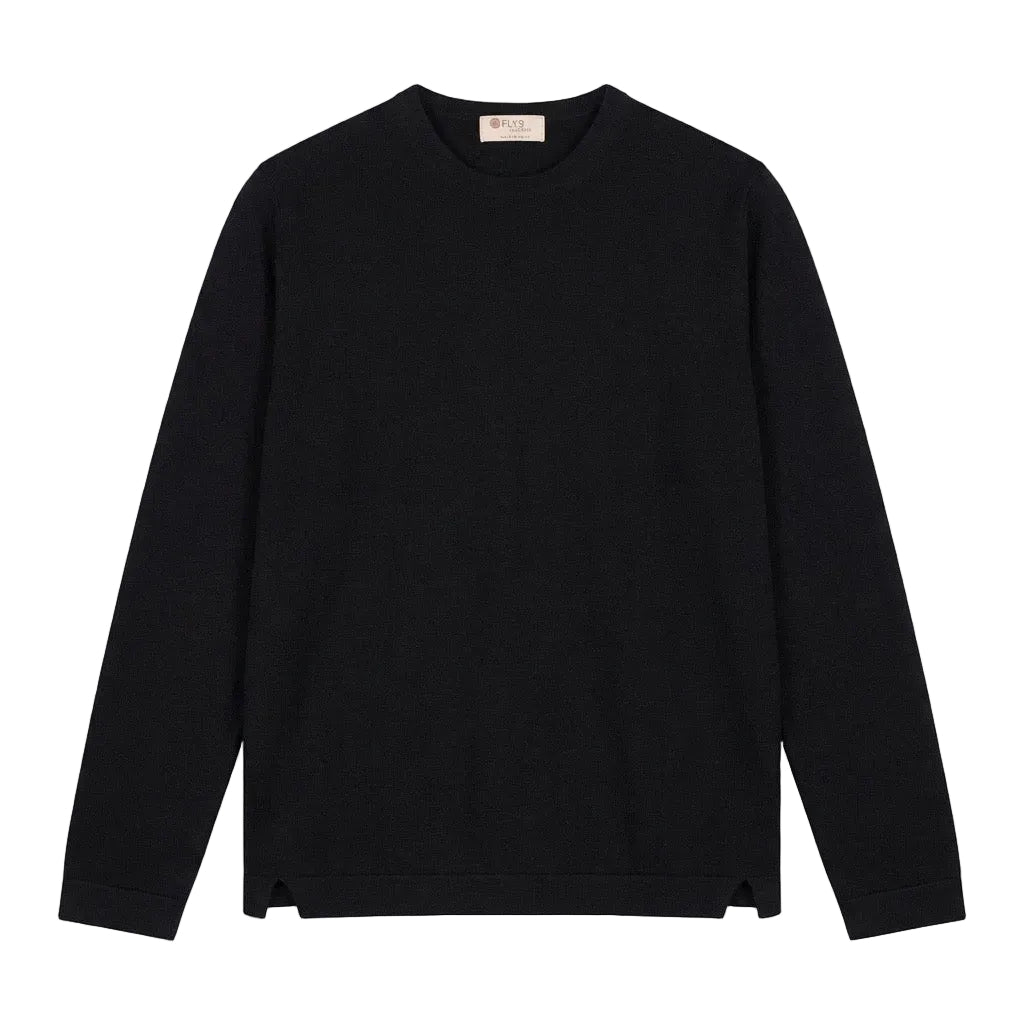 ROUND NECK VIRGIN WOOL SWEATER  - NERO
