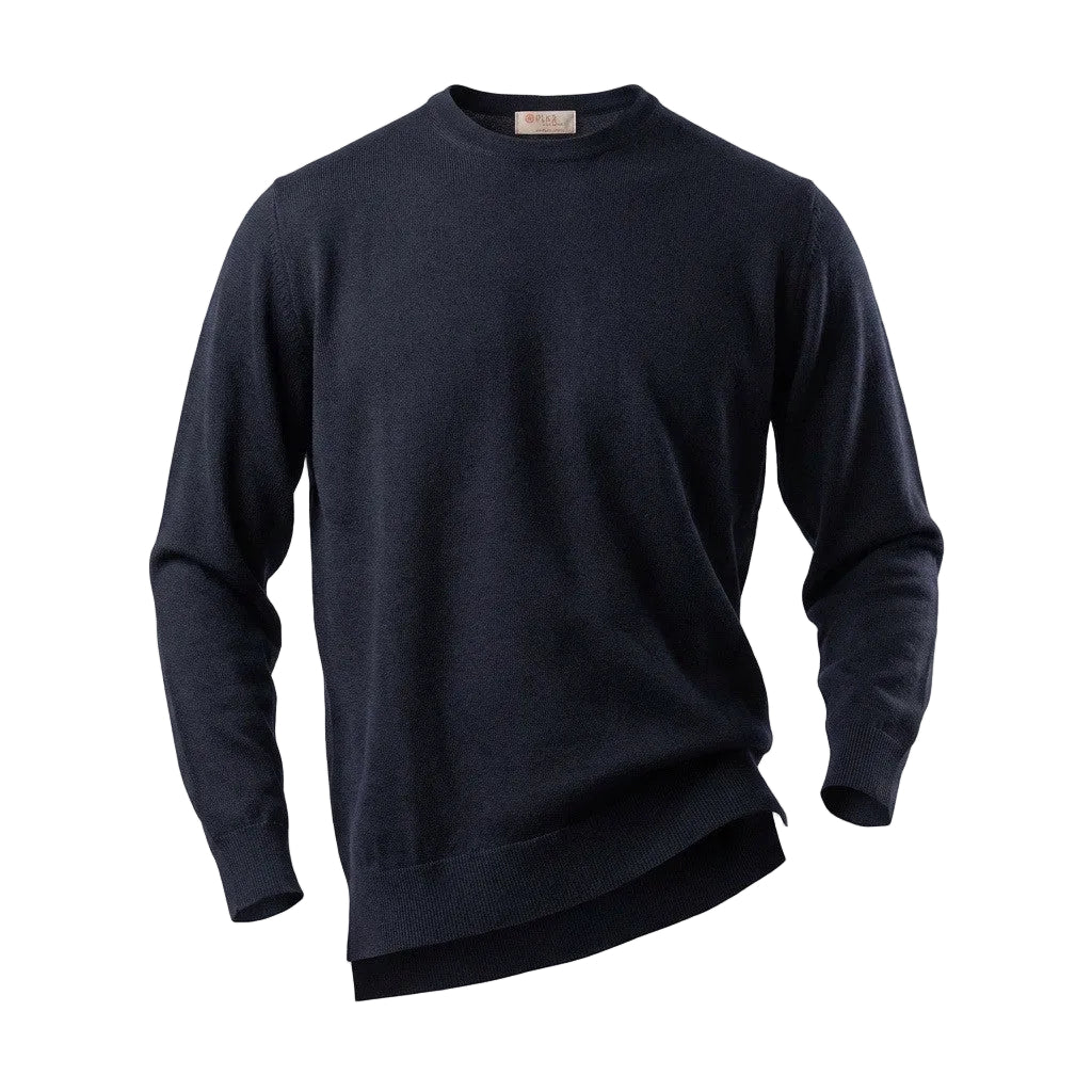 ROUND NECK VIRGIN WOOL SWEATER - NAVY