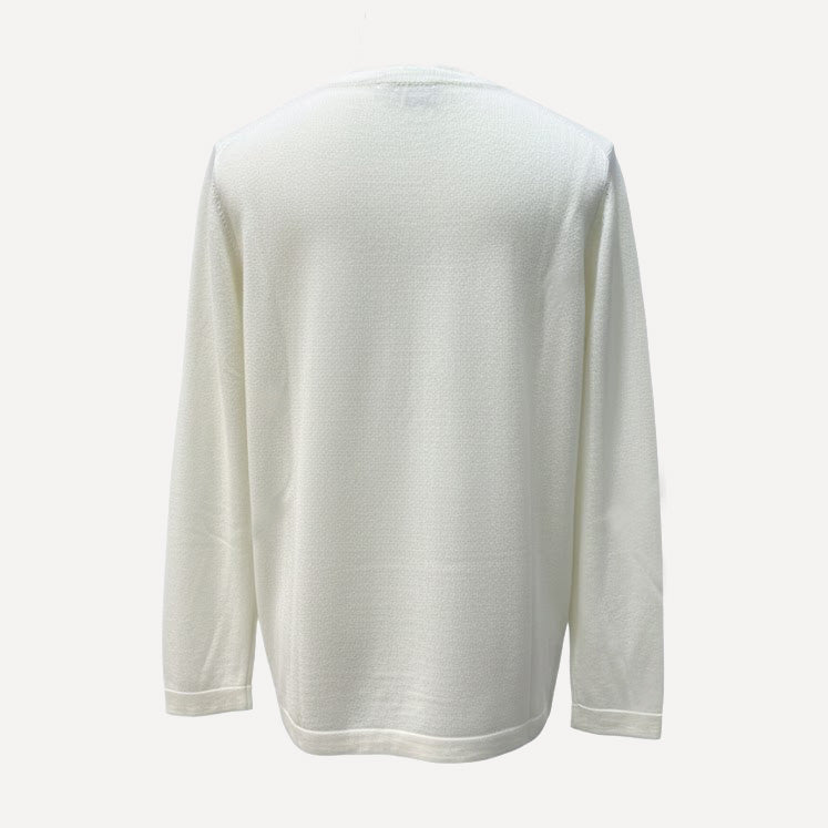 ROUND NECK VIRGIN WOOL SWEATER  -  BLANCO