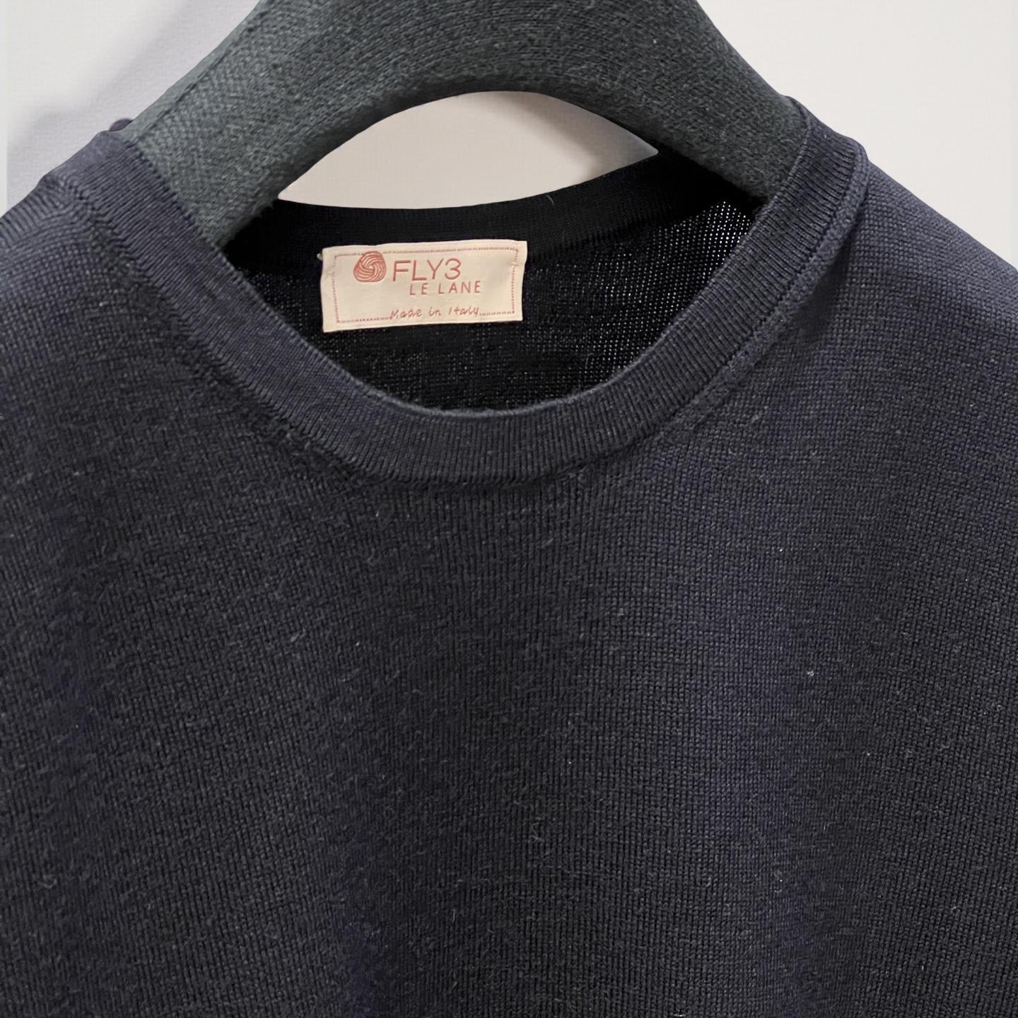 ROUND NECK VIRGIN WOOL SWEATER - NAVY
