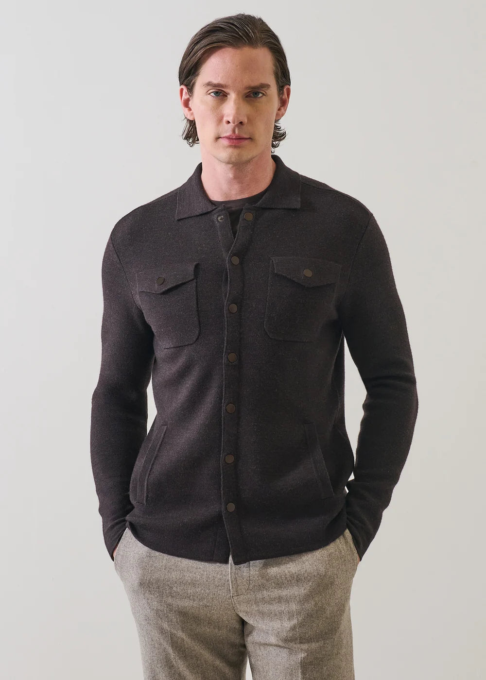 MILANO STITCH OVERSHIRT - BROWN