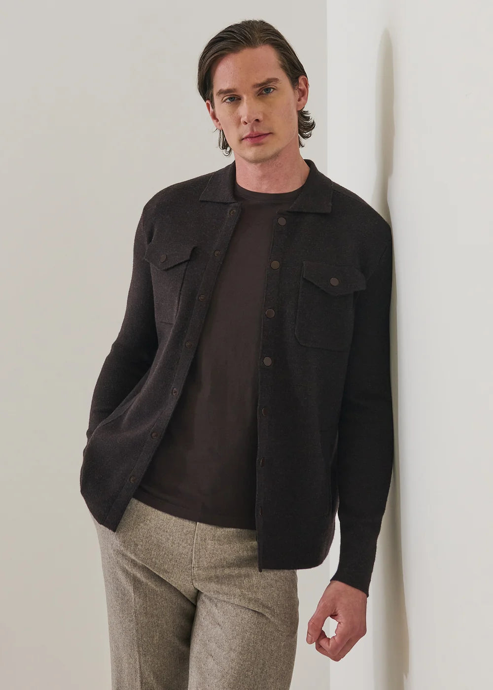 MILANO STITCH OVERSHIRT - BROWN
