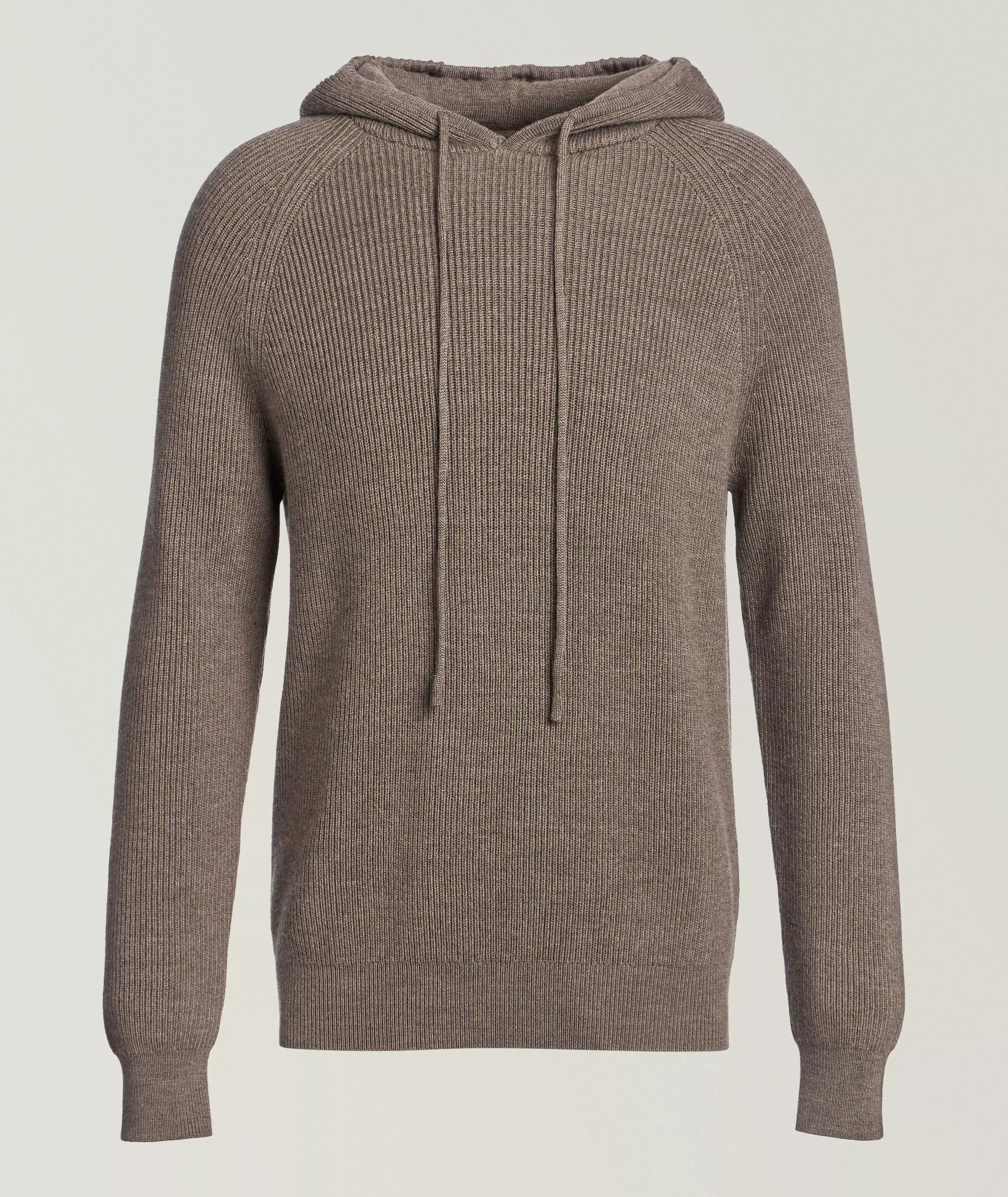 MERINO RIBBED HOODIE | FOSSIL
