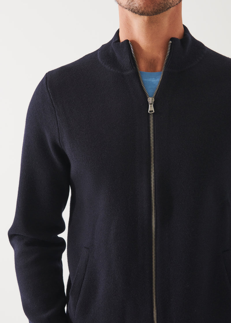 MERINO HALF MILANO ZIP-UP CARDIGAN - DARK NAVY