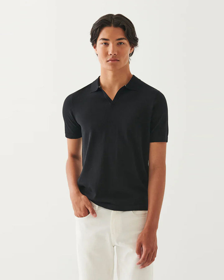 Polo ouvert en coton Cupro - Noir