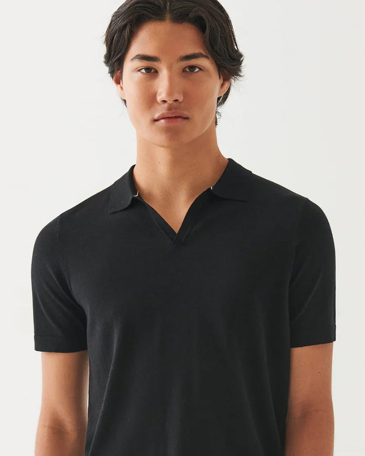 Polo ouvert en coton Cupro - Noir