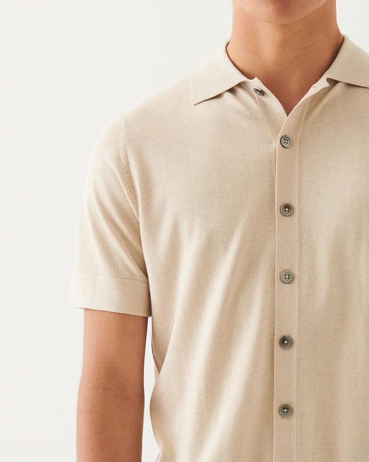 Chemise à boutons en soie et cachemire - Grès