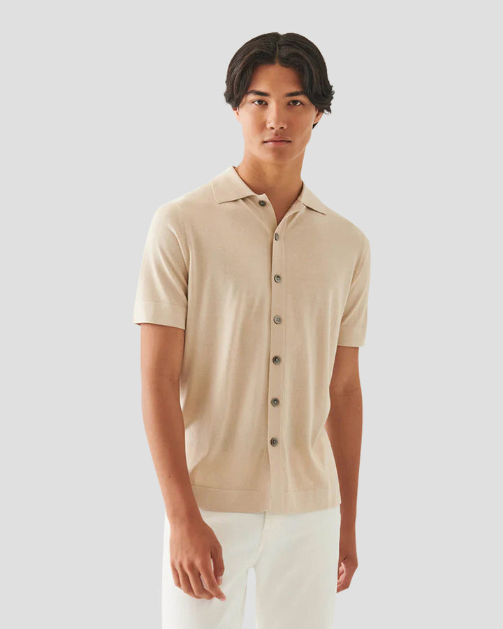 Chemise à boutons en soie et cachemire - Grès