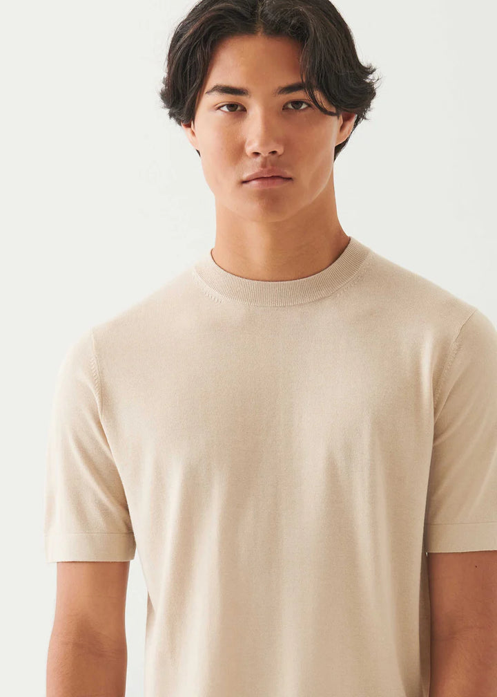 Silk Cashmere Blend Short Sleeve Crewneck - Sandstone
