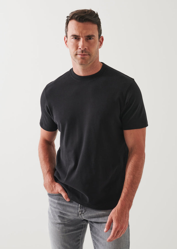 PIMA COTTON STRETCH BRUSHED T-SHIRT- BLACK