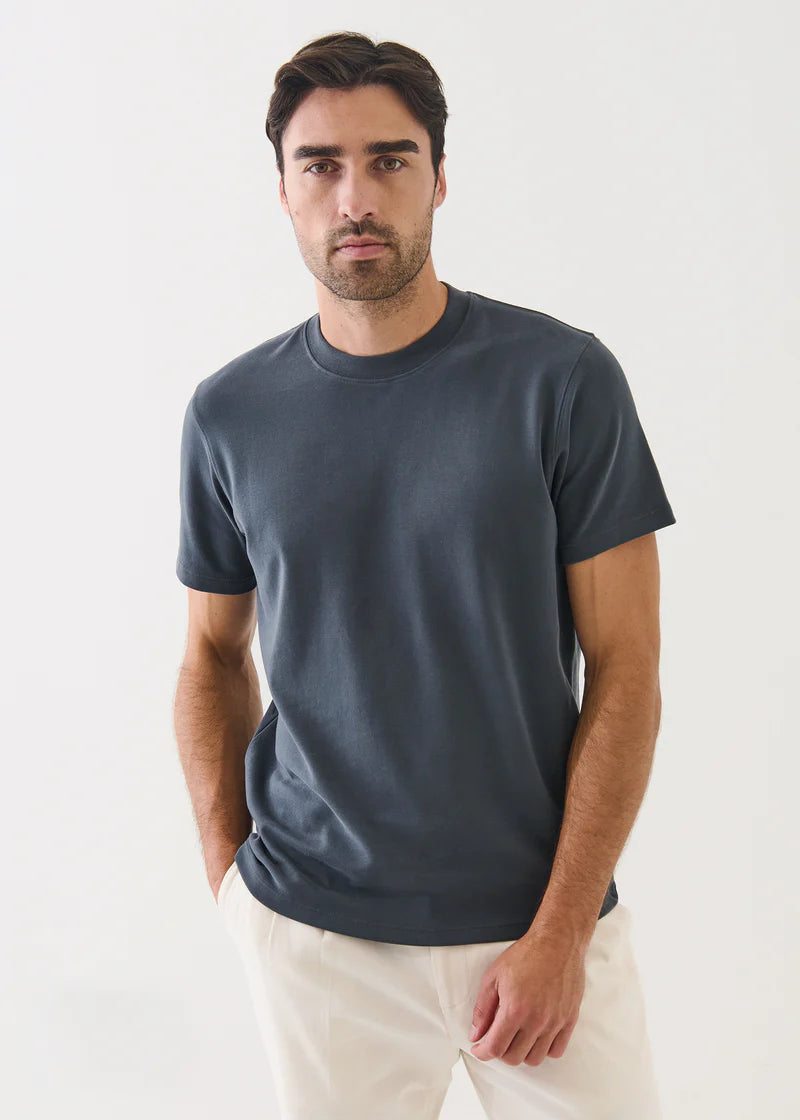PIMA COTTON STRETCH BRUSHED T‑SHIRT - SLATE