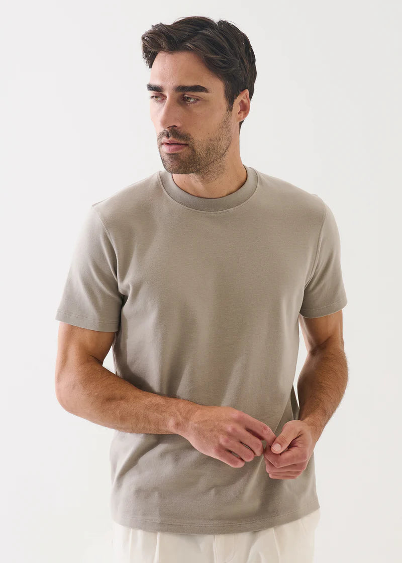 PIMA COTTON STRETCH BRUSHED T‑SHIRT - FOG