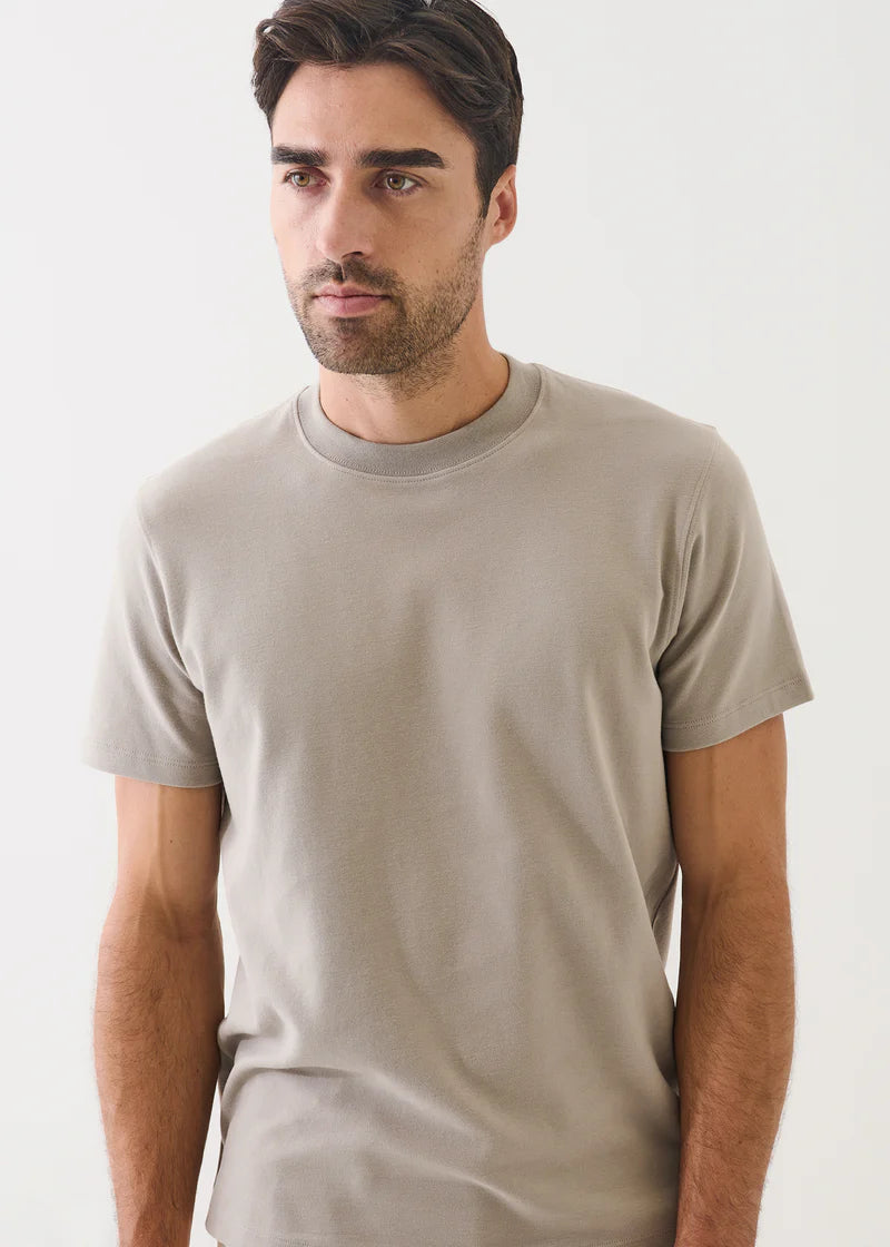 PIMA COTTON STRETCH BRUSHED T‑SHIRT - FOG