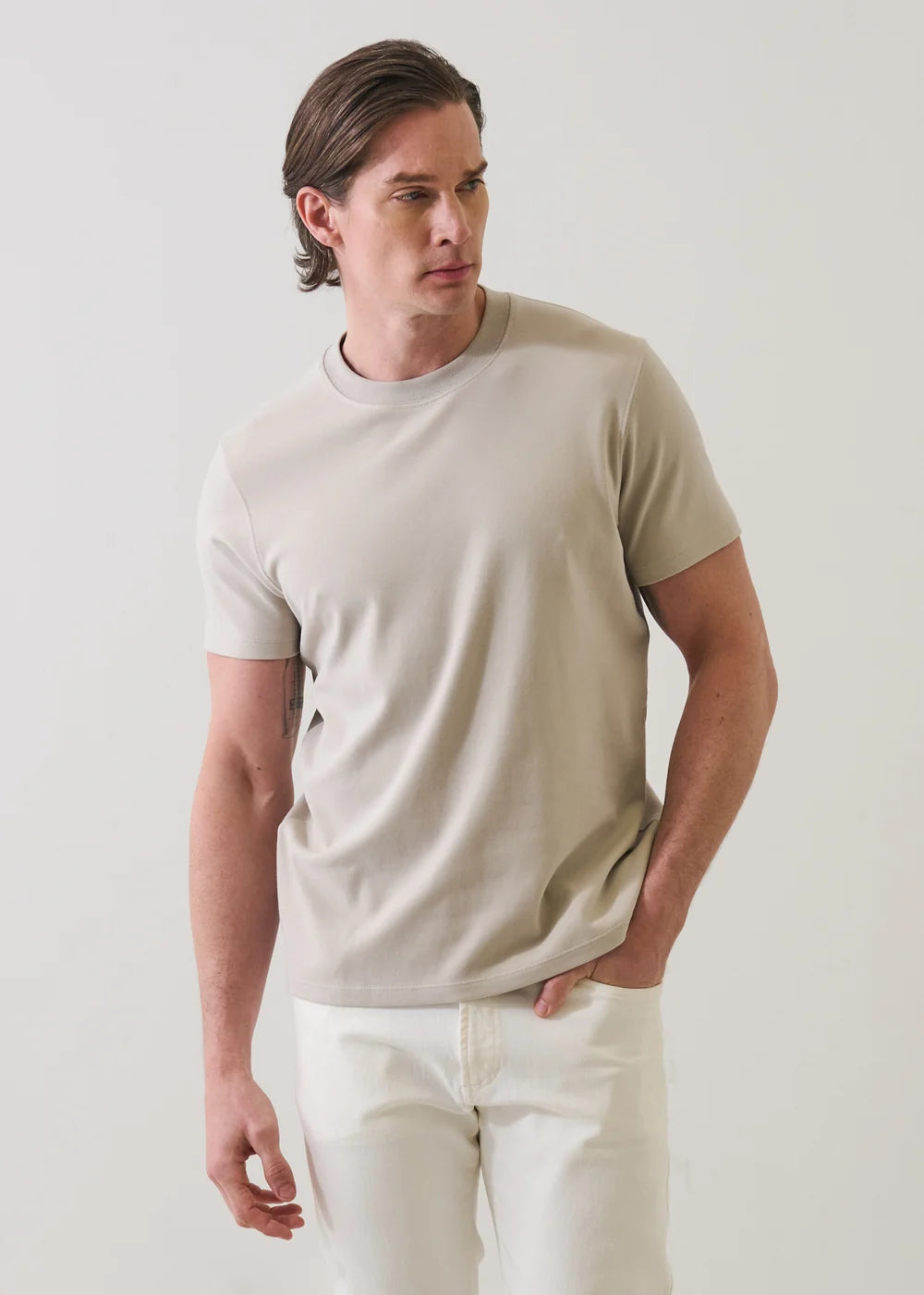 STRETCH BRUSHED T-SHIRT - SILVER LINING