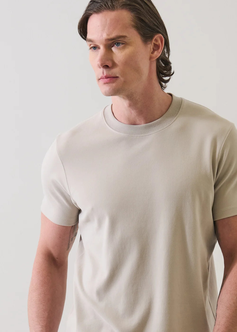 STRETCH BRUSHED T-SHIRT - SILVER LINING