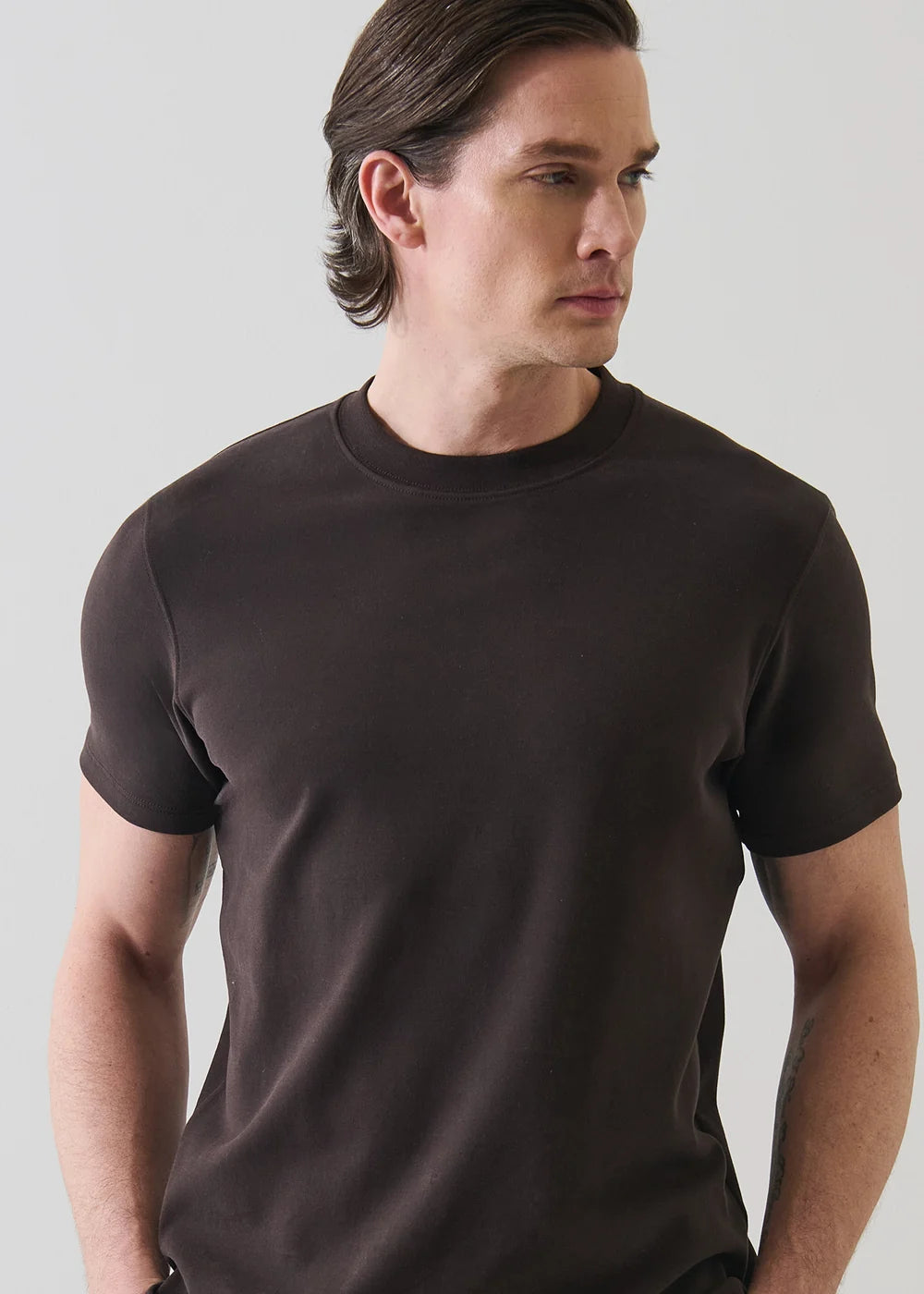 STRETCH BRUSHED T-SHIRT - GANACHE