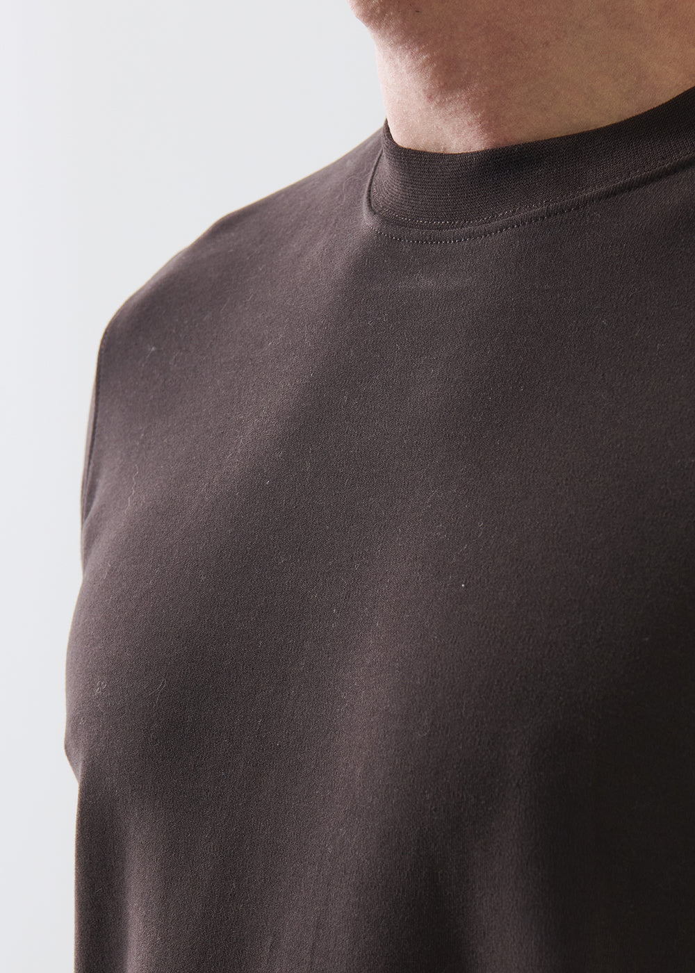 STRETCH BRUSHED T-SHIRT - GANACHE