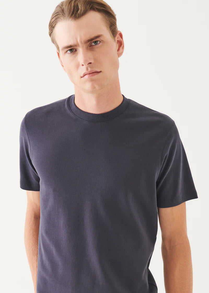 Pima Cotton Stretch Brushed T-Shirt - DARK NAVY