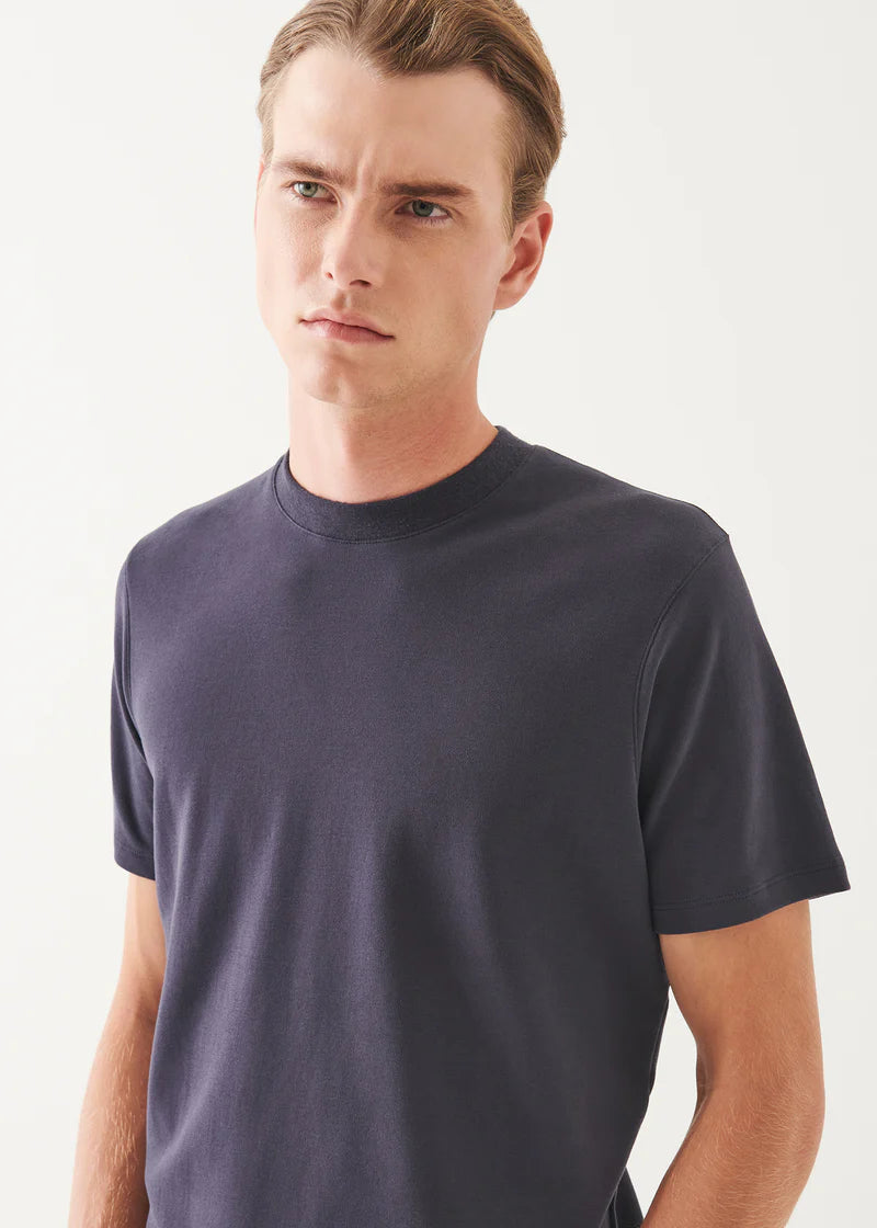 Pima Cotton Stretch Brushed T-Shirt - DARK NAVY