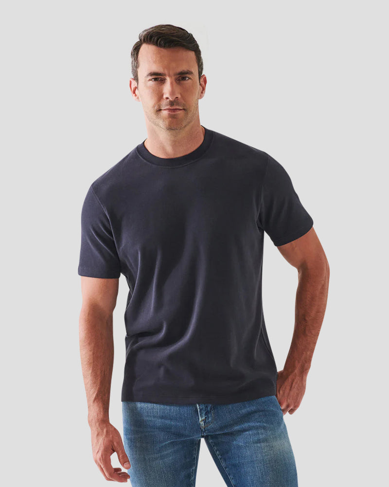 Pima cotton stretch brushed T-shirt - Dark Navy