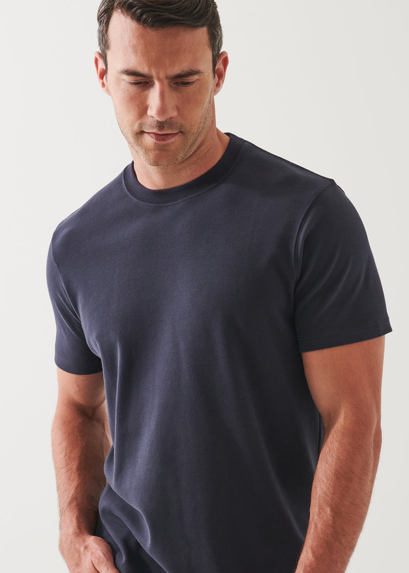 Pima cotton stretch brushed T-shirt - Dark Navy
