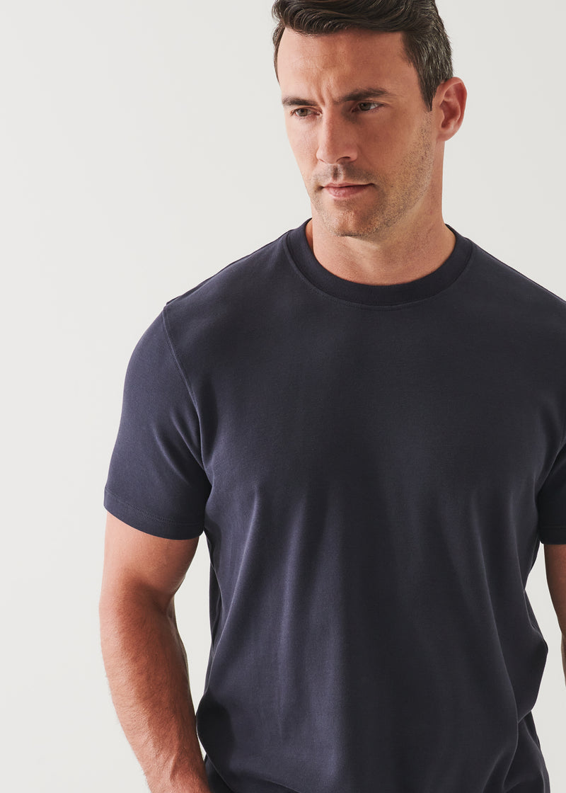 Pima cotton stretch brushed T-shirt - Dark Navy