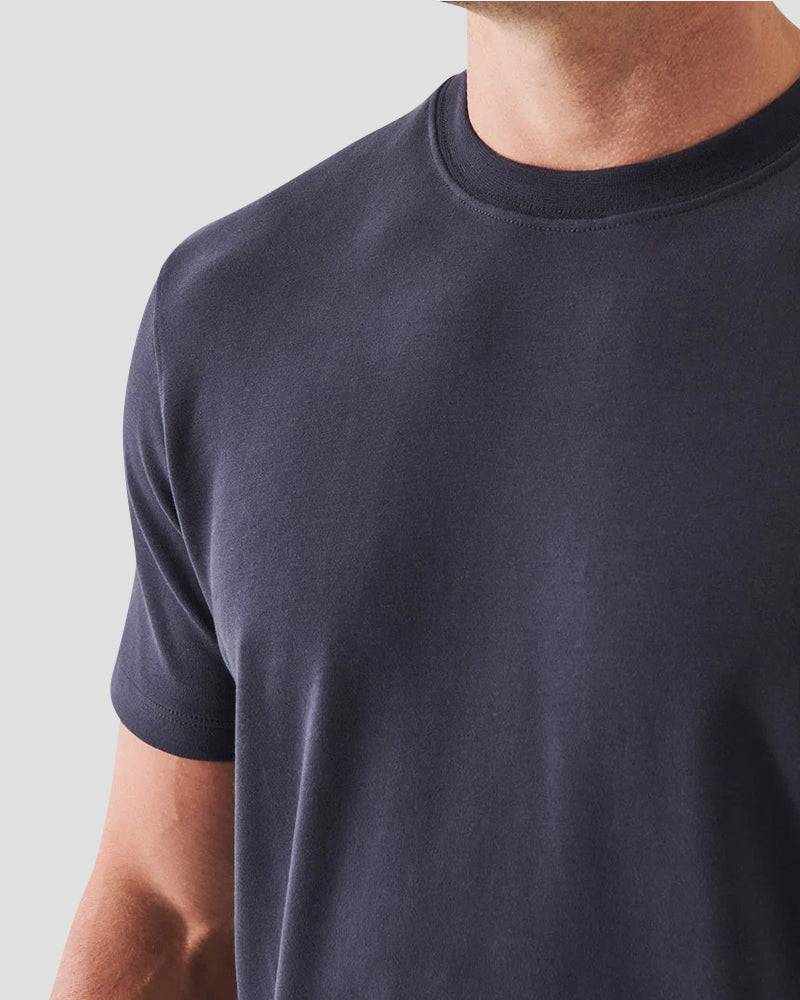 Pima cotton stretch brushed T-shirt - Dark Navy