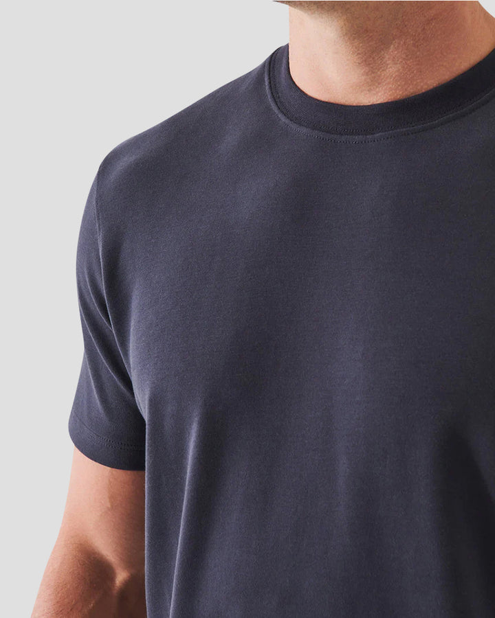 Pima cotton stretch brushed T-shirt - Dark Navy