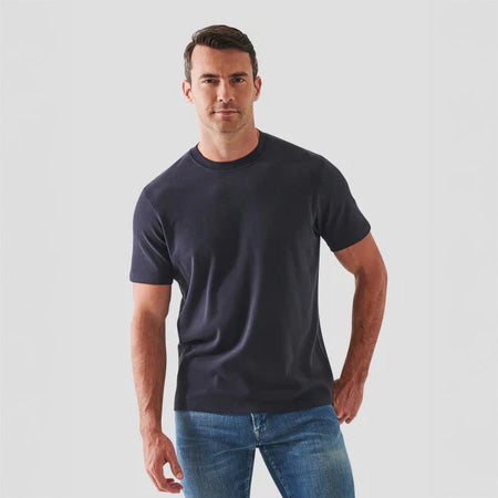 PIMA COTTON STRETCHED BRUSHED T-SHIRT - DARK NAVY