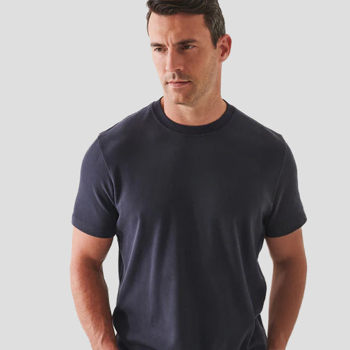 PIMA COTTON STRETCHED BRUSHED T-SHIRT - DARK NAVY