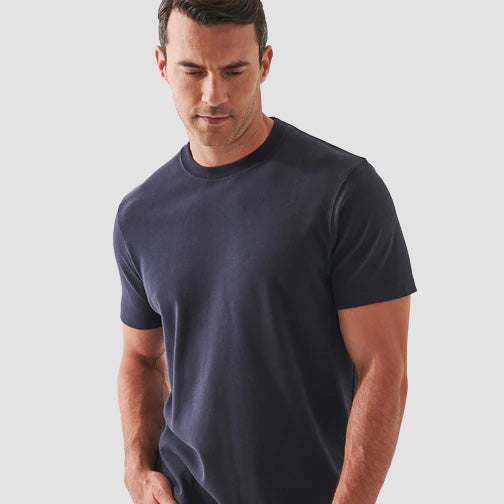PIMA COTTON STRETCHED BRUSHED T-SHIRT - DARK NAVY