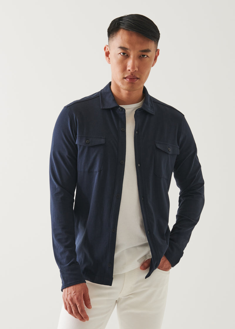 PIMA COTTON STRETCH OVERSHIRT - Midnight