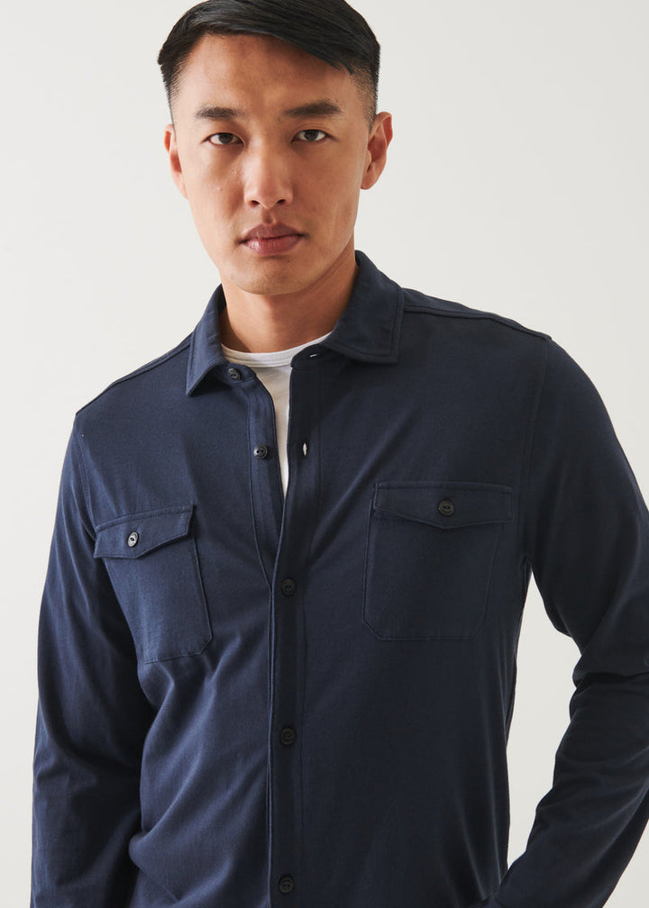 PIMA COTTON STRETCH OVERSHIRT - Midnight