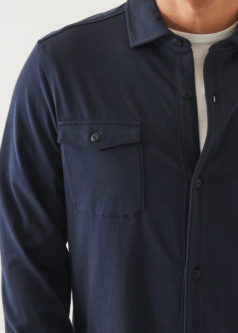 PIMA COTTON STRETCH OVERSHIRT - Midnight