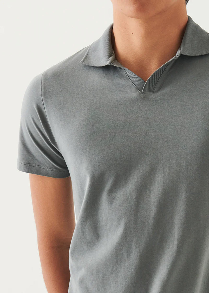 Pima Cotton Stretch Open Polo - Green smoke