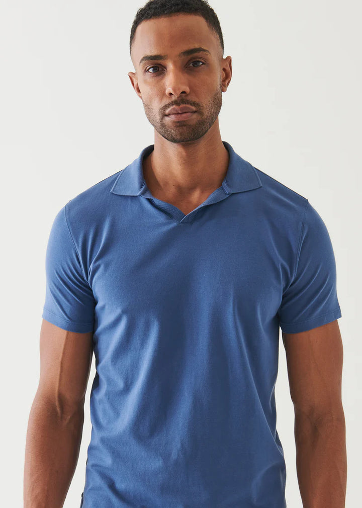 Pima Cotton Stretch Open Polo - Indigo