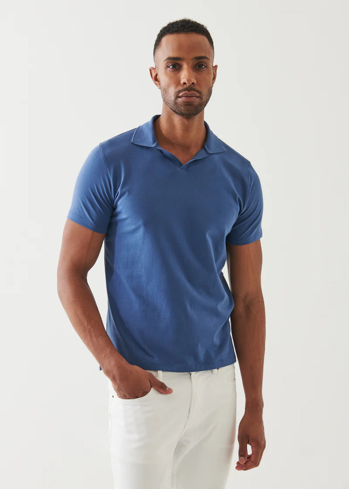 Pima Cotton Stretch Open Polo - Indigo