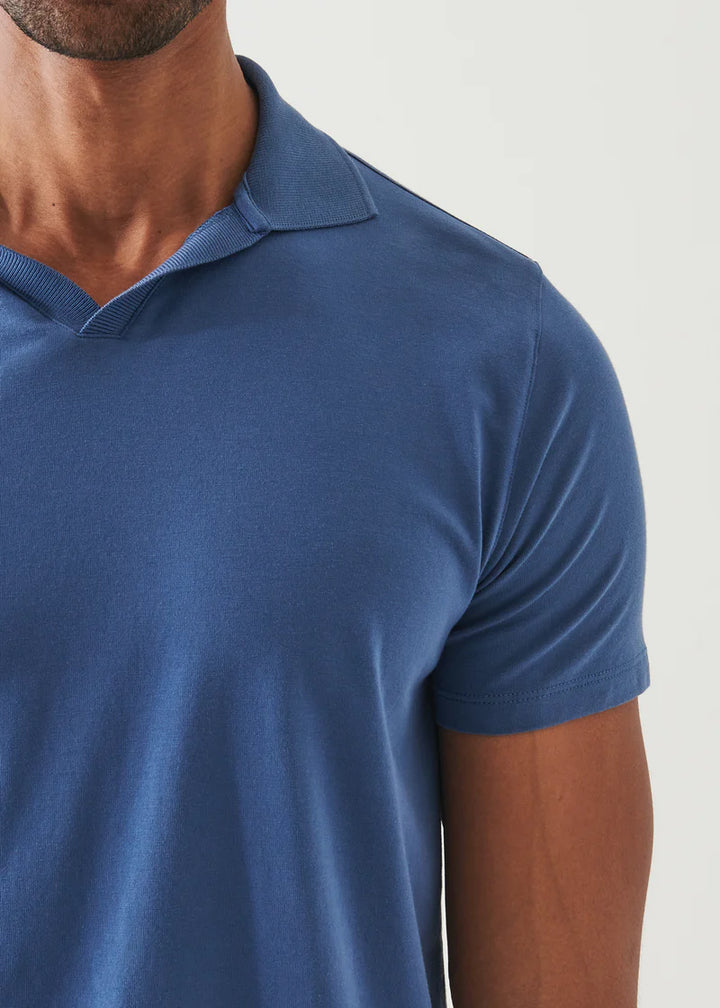 Pima Cotton Stretch Open Polo - Indigo