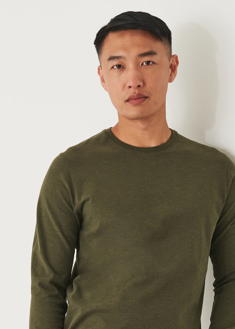 Pima cotton stretch overdye T-shirt - Khaki