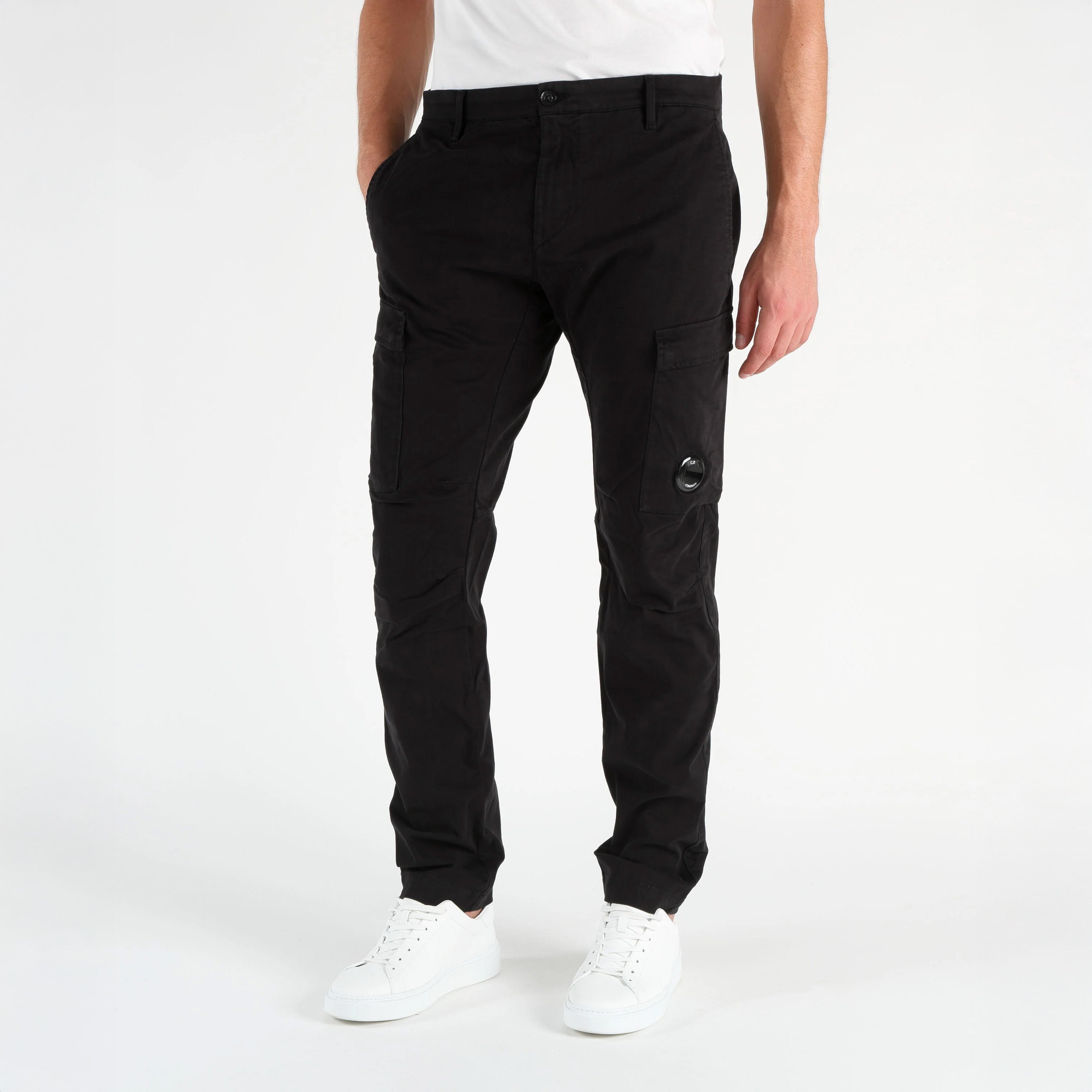 SATEEN CARGO PANTS - BLACK