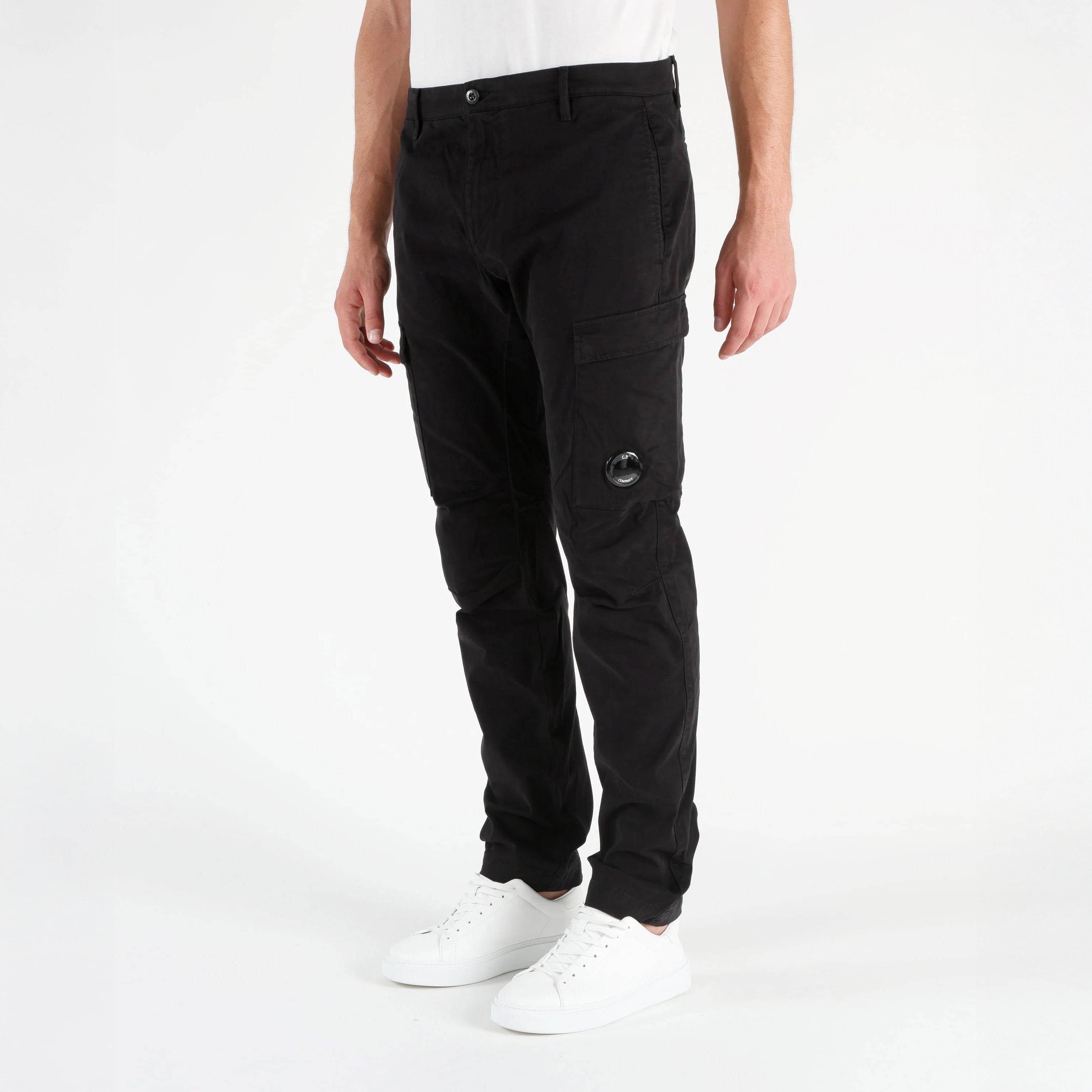 SATEEN CARGO PANTS - BLACK