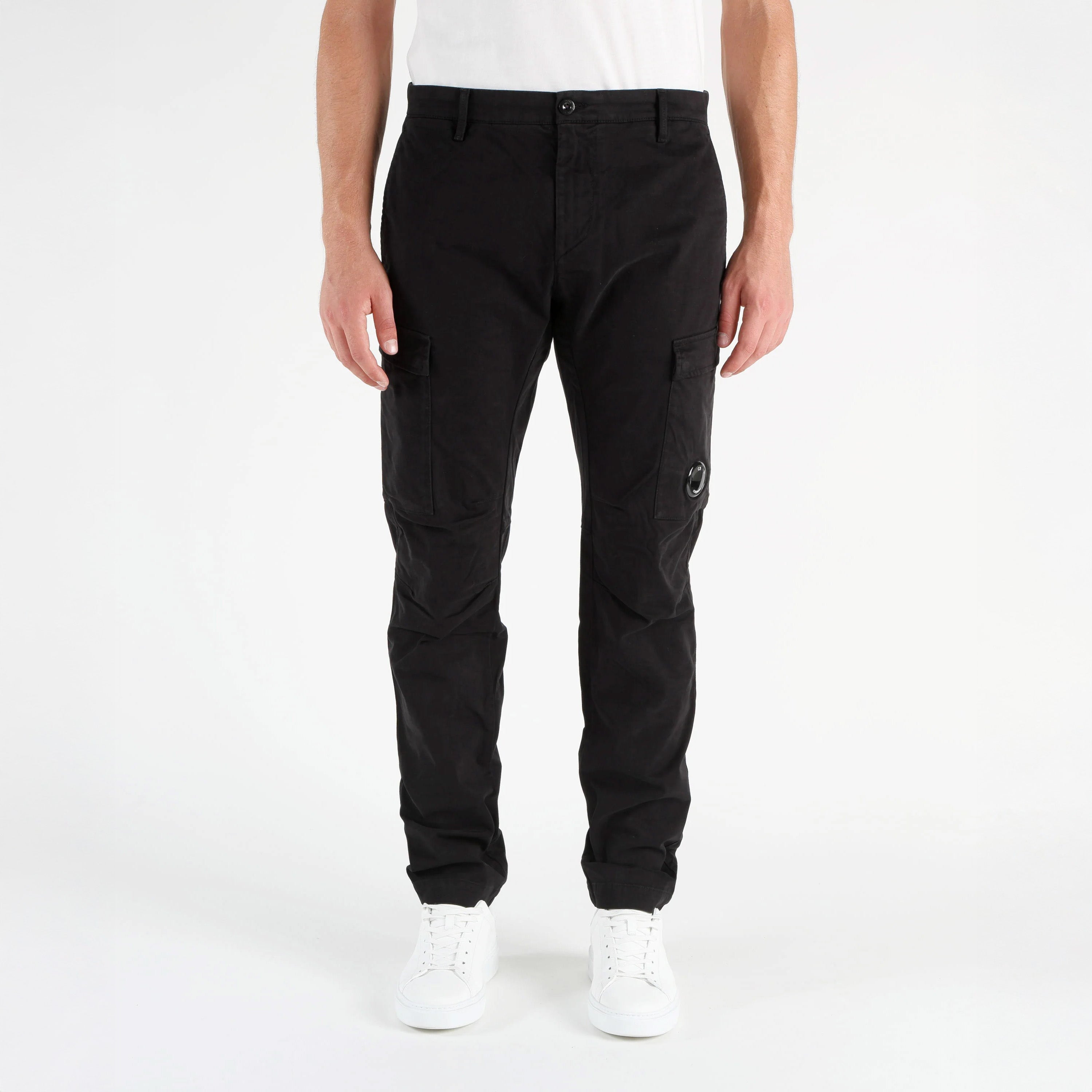 SATEEN CARGO PANTS - BLACK