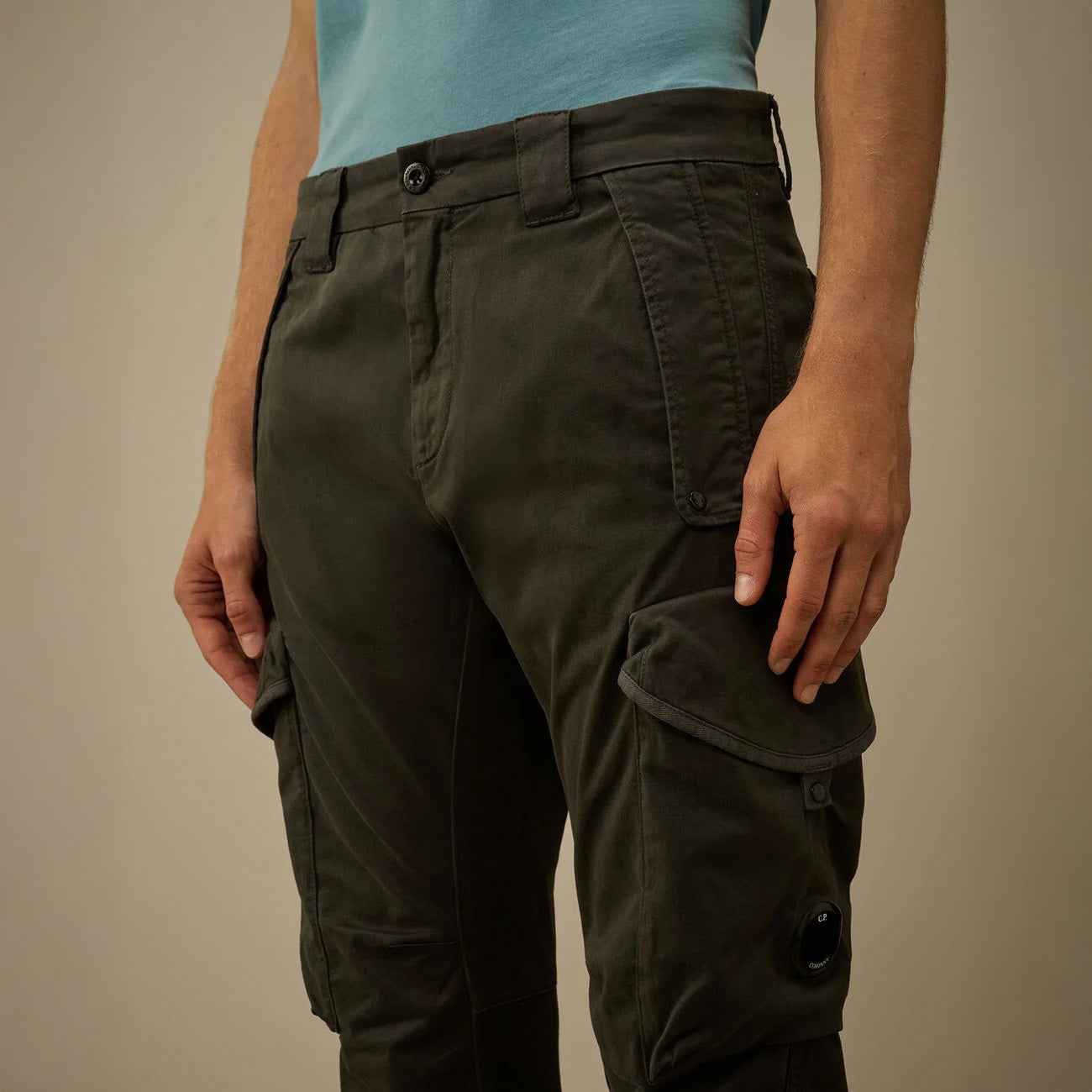 SATEEN CARGO PANTS - DARK SHADOW