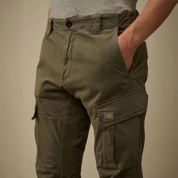 SATEEN CARGO PANTS - GUN METAL