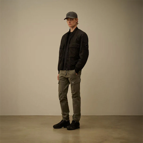 SATEEN CARGO PANTS - GUN METAL