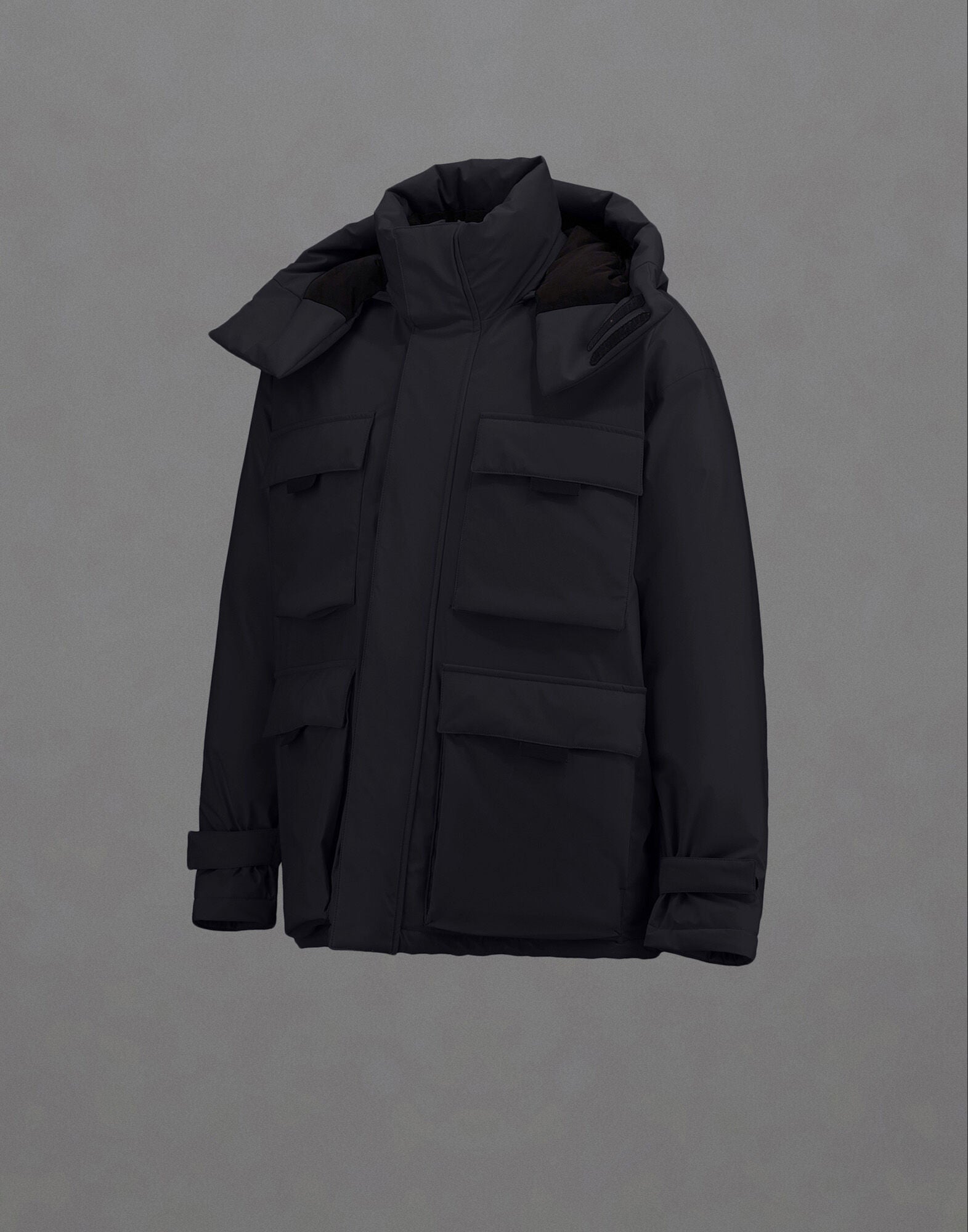 SHORT PARKA IN STRETCH DOWN - BLACK