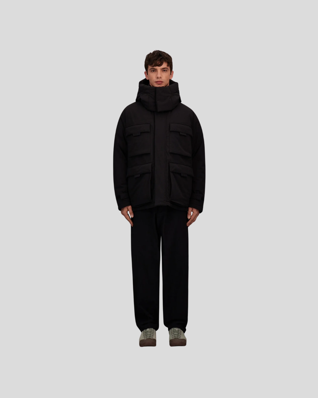 SHORT PARKA IN STRETCH DOWN - BLACK
